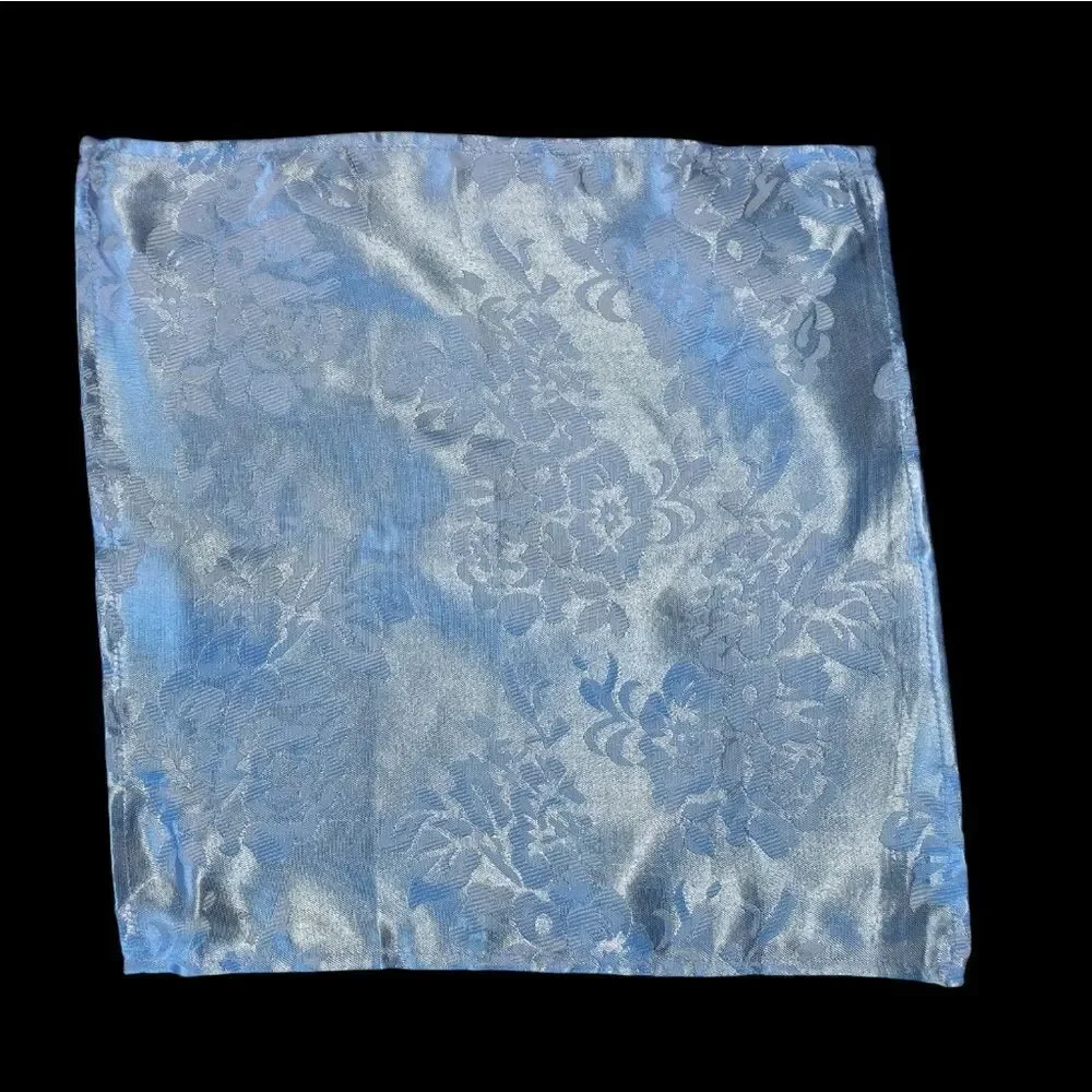 Vintage Set of blue silk floral table runner with 1 matching square